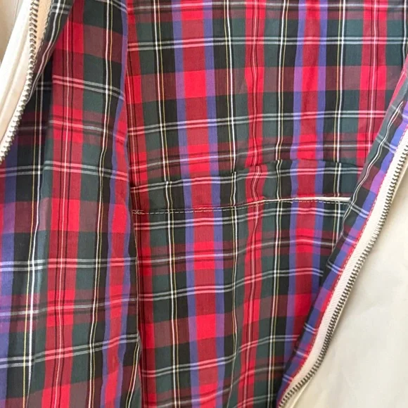 *VINTAGE* IZOD LACOSTE Plaid Lined Full Zip khaki Jacket - Size Large - Picture 6 of 10